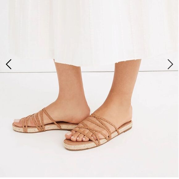 NWT Madewell The Kathryn Espadrille Slide Sandal in Leather - Picture 1 of 14